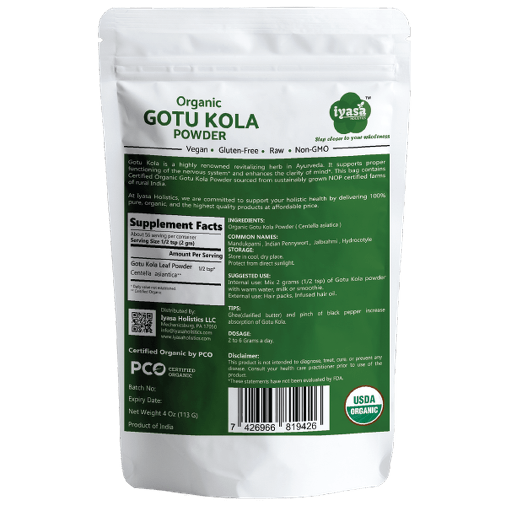 Iyasa Holistics - Organic Gotu Kola Powder - 8 oz