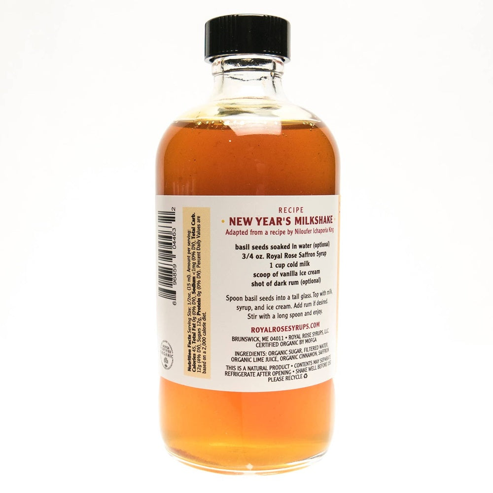 Royal Rose Syrups - Saffron Organic Simple Syrup - 8 oz