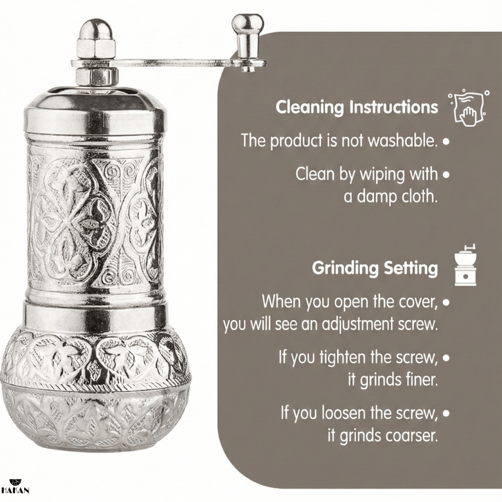 Hakan - Copper Black Pepper Grinder, Refillable Spice Mill, 4.3 in - Copper