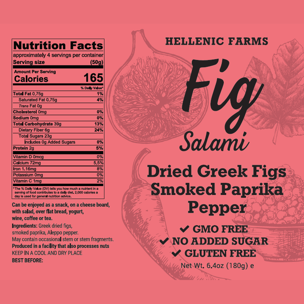 Hellenic Farms Vegan Fig Salami - Smoked Paprika & Aleppo Pepper 6.4oz