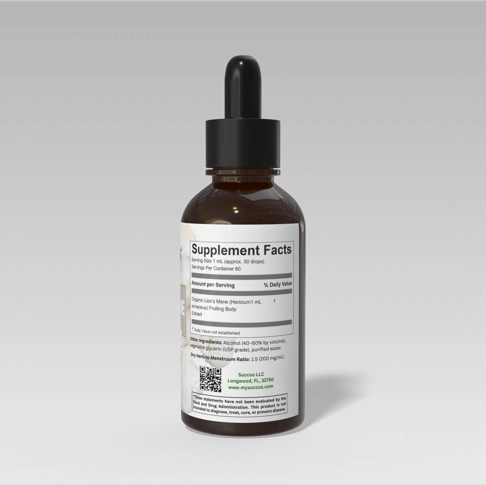 Succus - Lion’s Mane Tincture – Focused Botanical Support - Alcohol Free / 1 fl oz