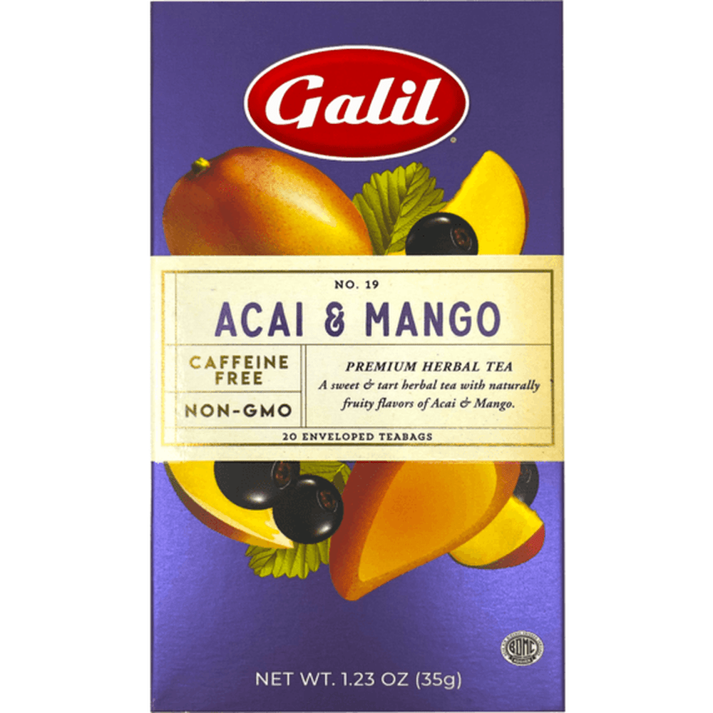 Galil Brands - Acai & Mango Herbal Tea | 20' Tea Bags | 1.23 oz | Galil