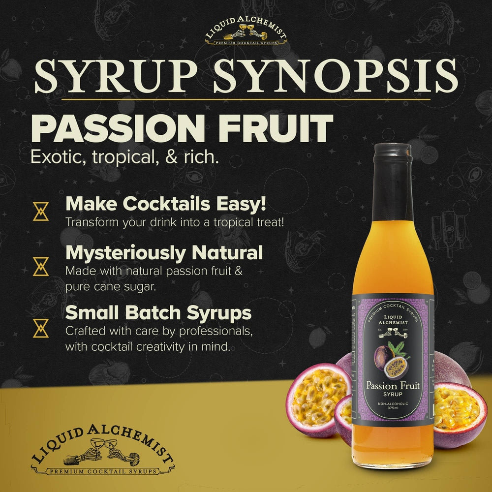 Liquid Alchemist Syrups - Passion Fruit Syrup for Cocktails, Drinks & Mixers - 375ml
