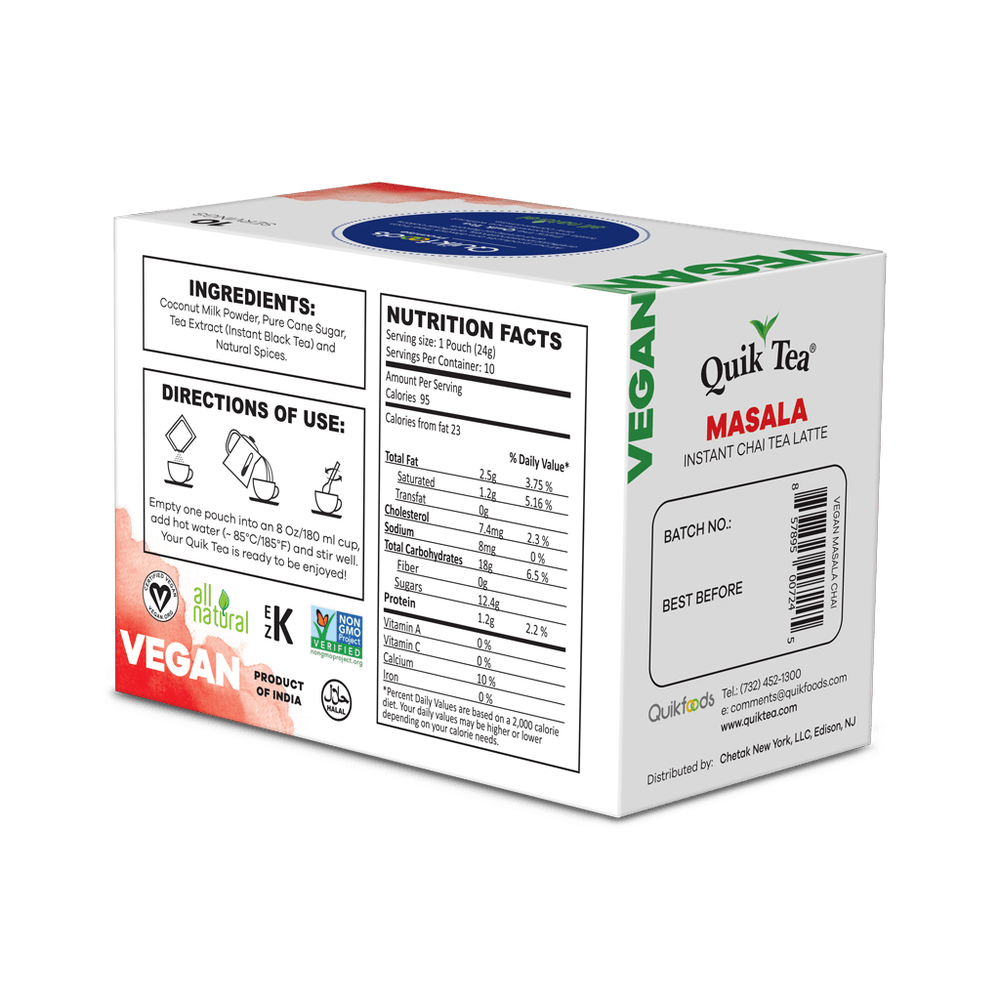 Quik Tea - Vegan Masala Chai Tea Latte - 10 Count