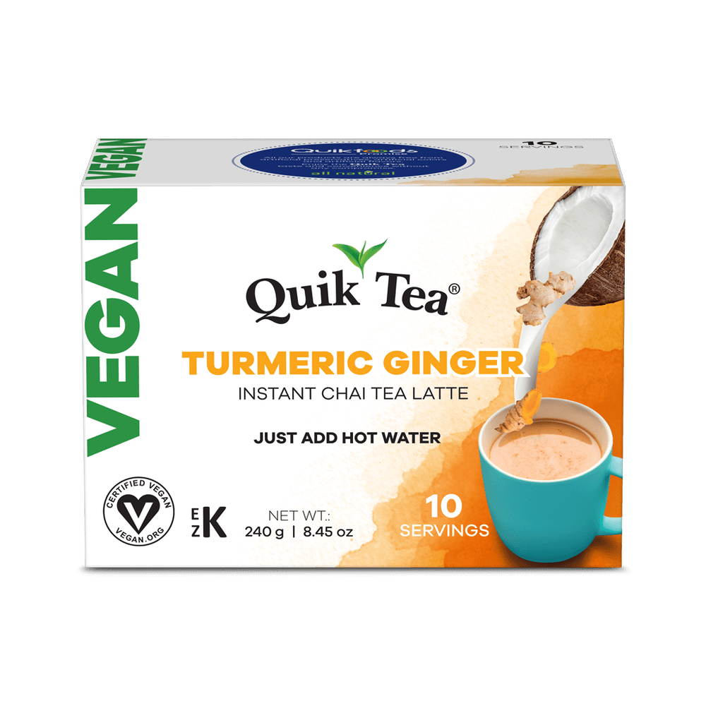 Quik Tea - Vegan Turmeric Ginger Chai Tea Latte - 10 Count