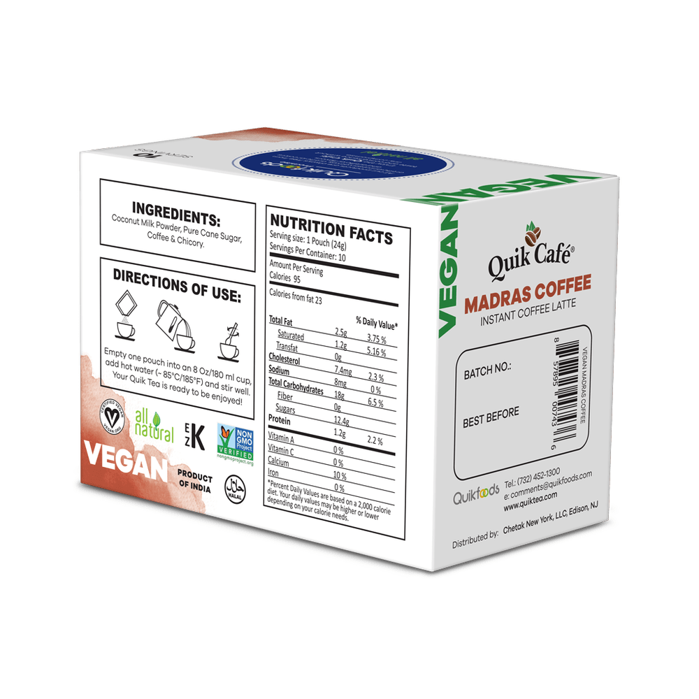 Quik Tea - Vegan Madras Coffee - 10 Count