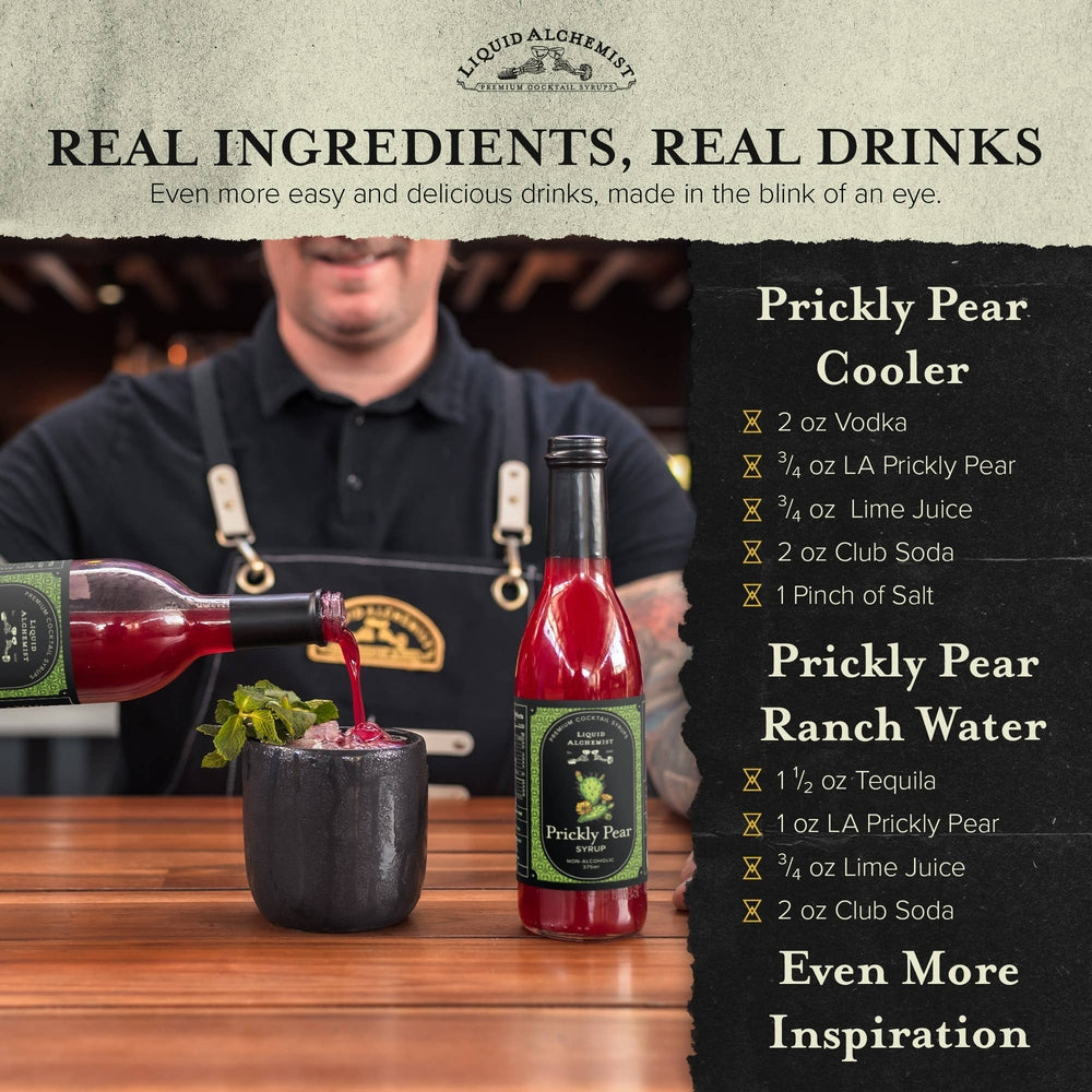Liquid Alchemist Syrups - Prickly Pear Syrup for Margaritas, Cocktails & Drinks - 375ml