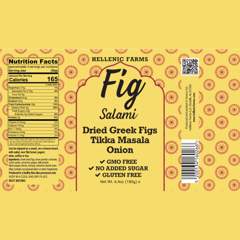 Hellenic Farms Vegan Fig Salami - Tikka Masala Onion 6.4oz
