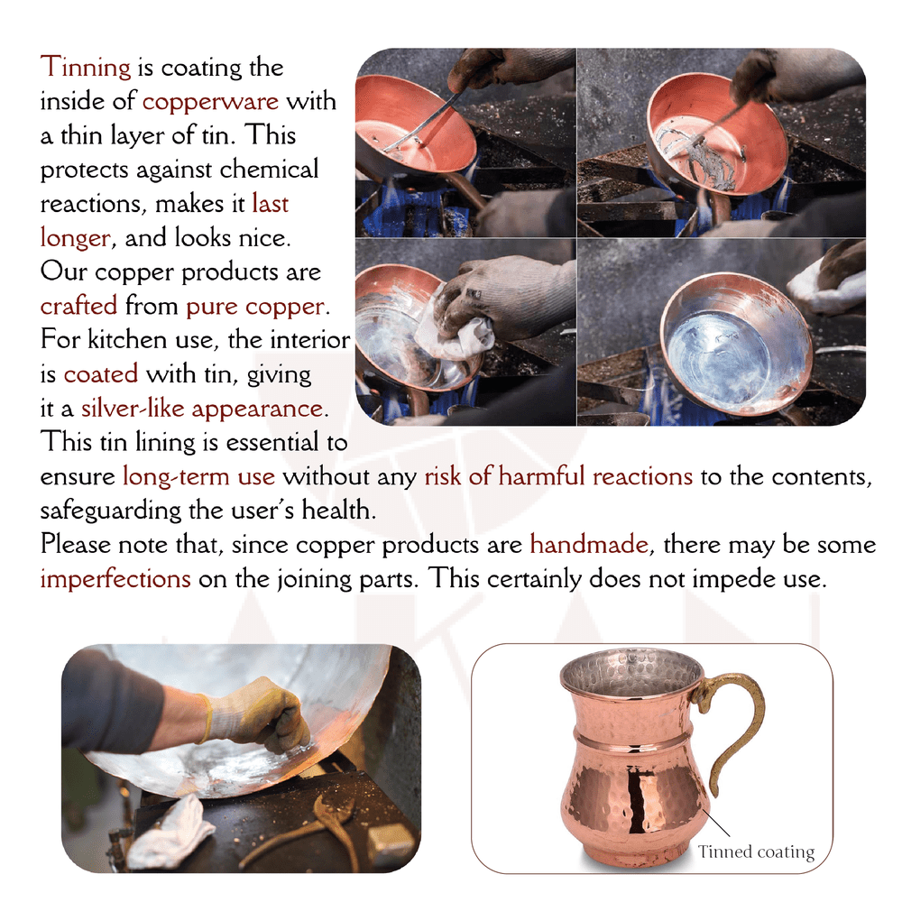 Hakan - Handmade Hammered Copper Ayran Mug, 1 piece, 8.4 oz