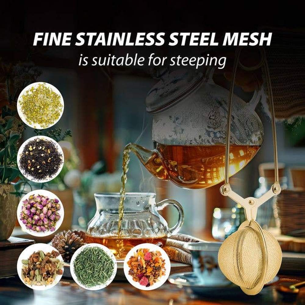 HIC - Harold Import Co. - HIC Kitchen Gold Mesh Snap Tea Ball Infuser, 2in