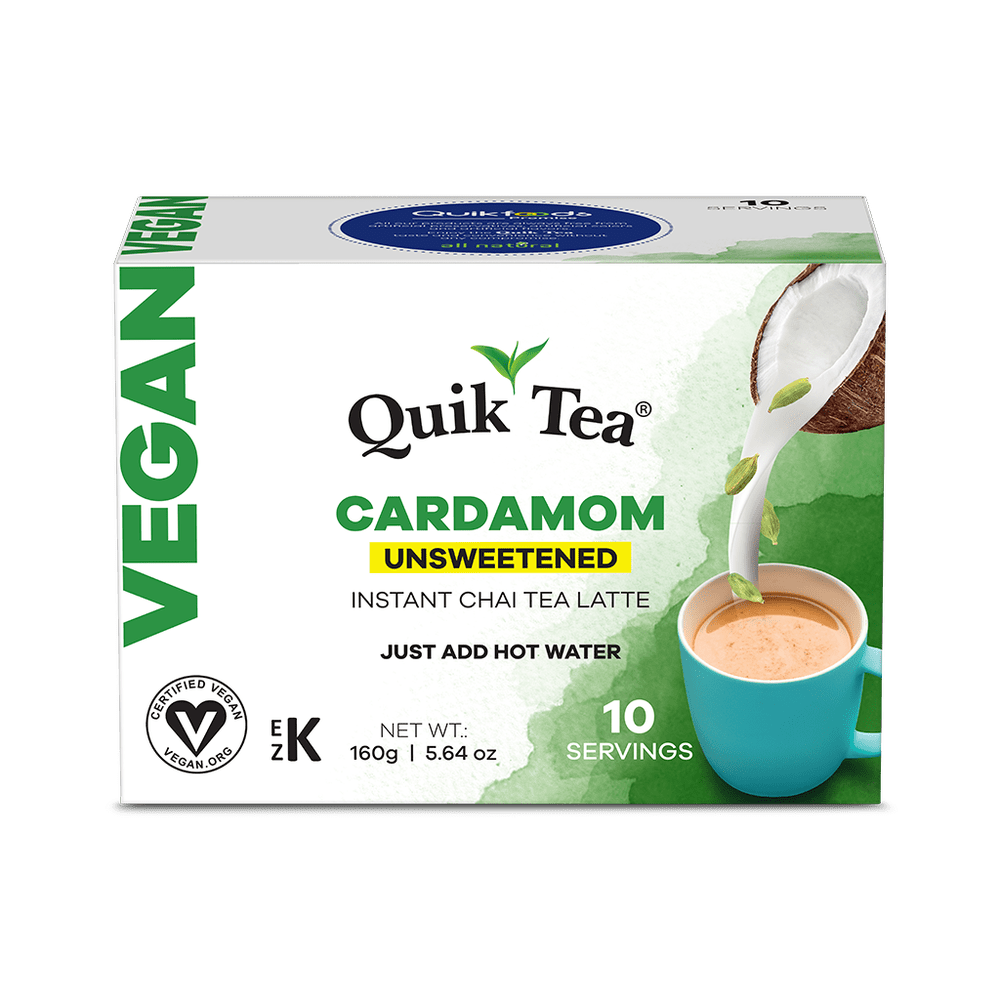 Quik Tea - Vegan Unsweetened Cardamom Chai Tea Latte - 10 Count