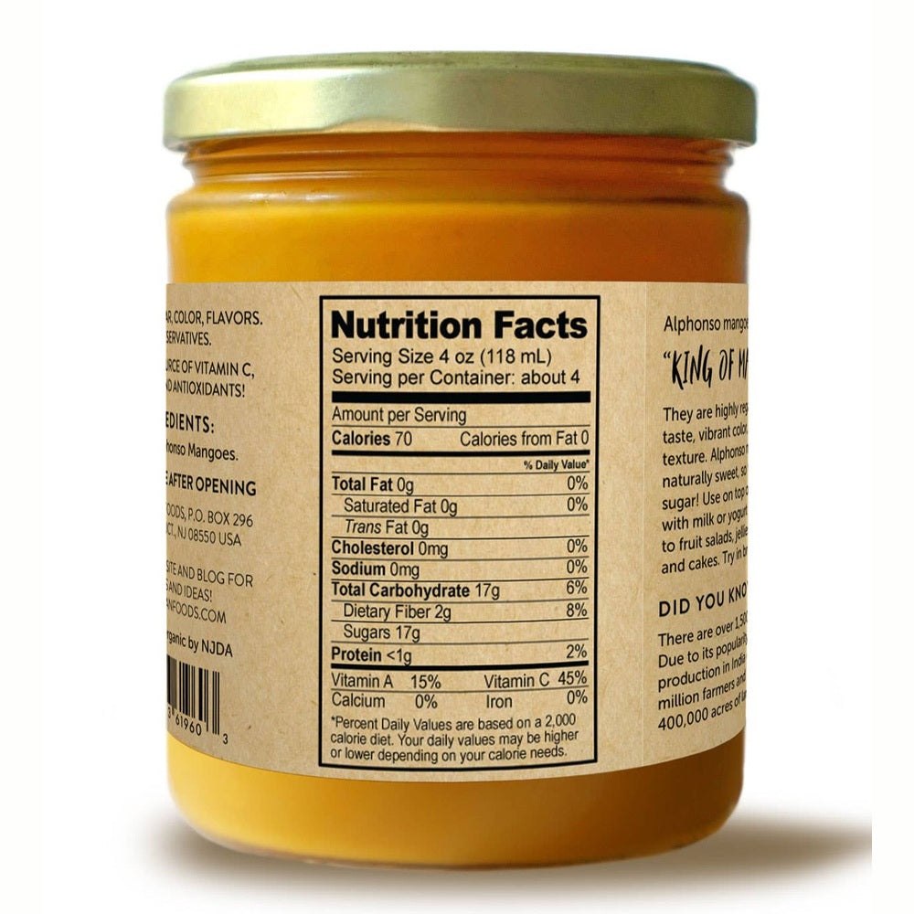 Pure Indian Foods - Alphonso Mango Puree, Certified Organic