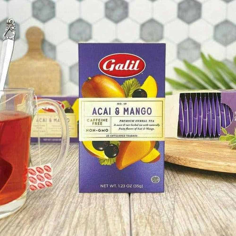 Galil Brands - Acai & Mango Herbal Tea | 20' Tea Bags | 1.23 oz | Galil
