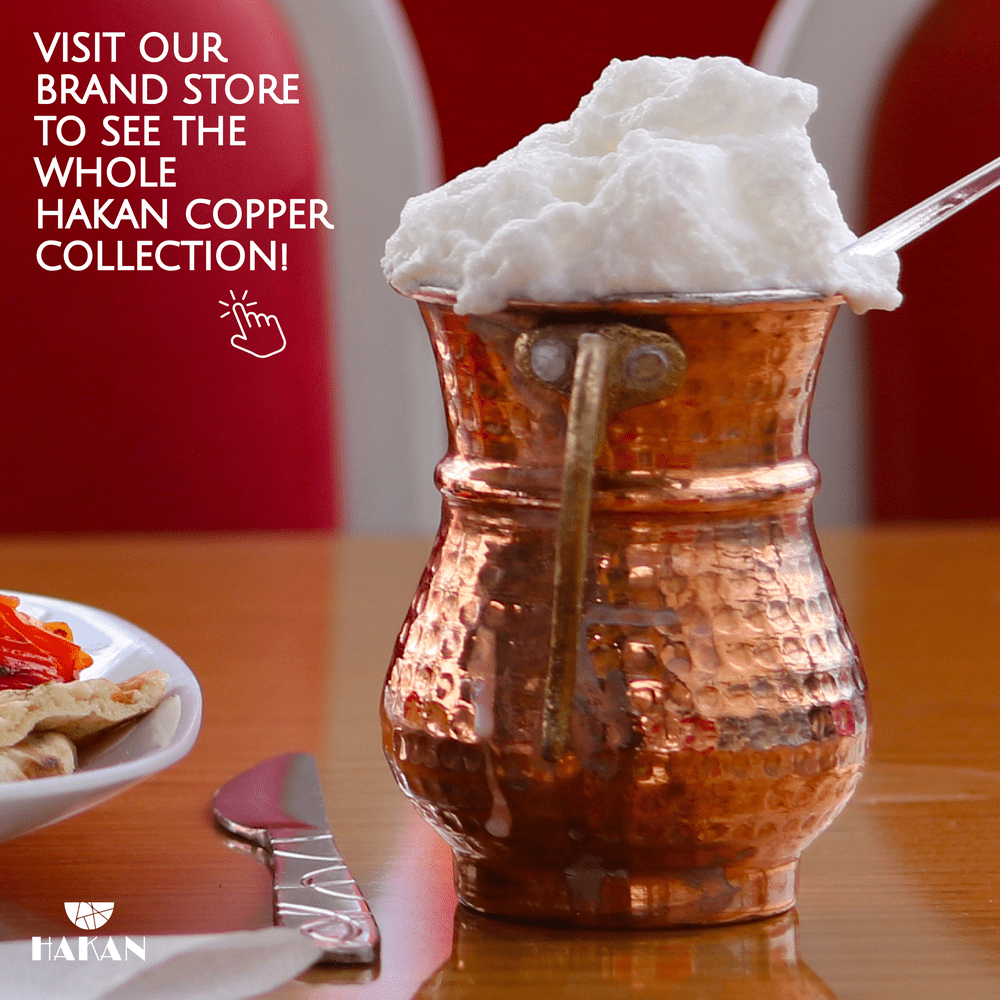 Hakan - Handmade Hammered Copper Ayran Mug, 1 piece, 8.4 oz