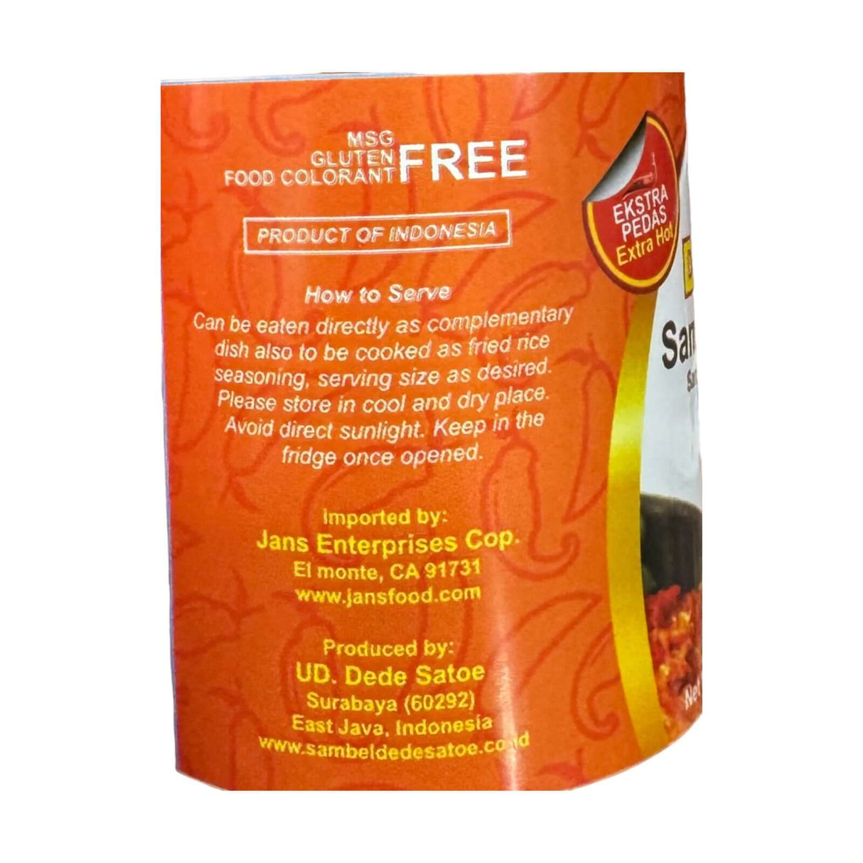 Dede Satoe Sambal Korek Garlic Sambal