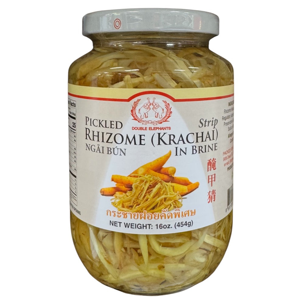 Double Elephants Pickled Rhizome Strip in Brine (Krachai)