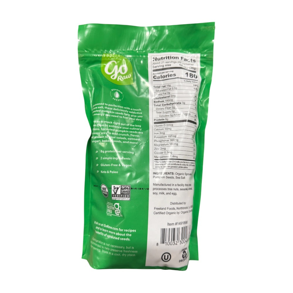 Go Raw Sprouted Organic Pumpkin Seeds with Sea Salt