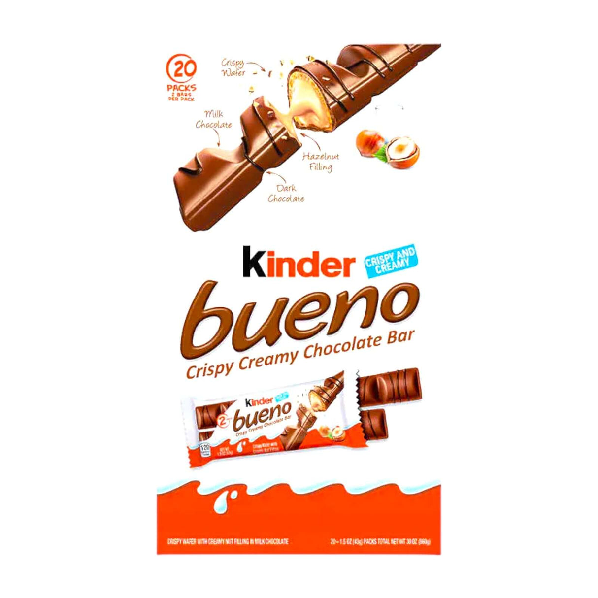 Kinder Bueno Chocolate and Hazelnut Chocolate Bars