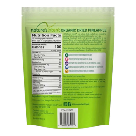 Nature's Intent Organic Dried Pineapple