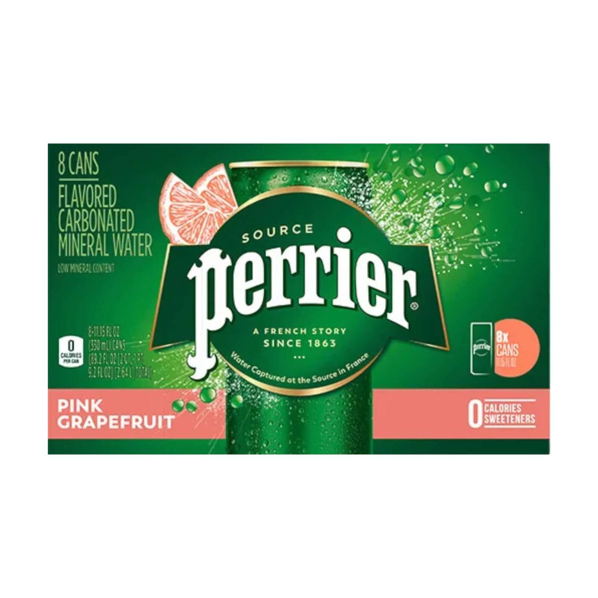 Perrier Pink Grapefruit Flavored Sparkling Water Sleek Cans