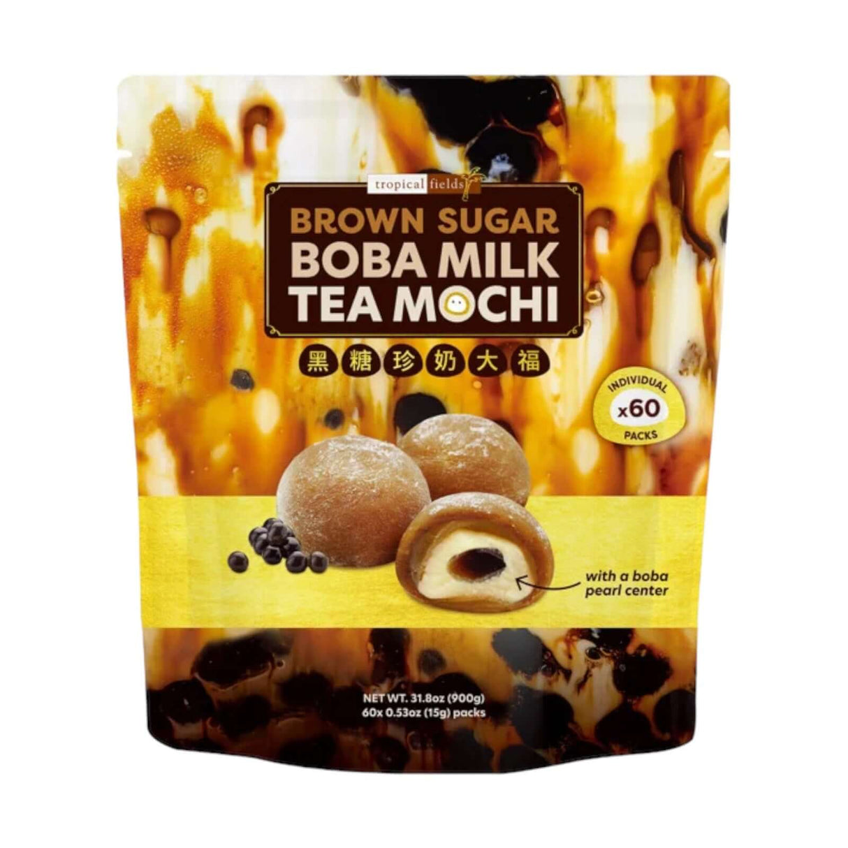 Tropical Fields Boba Milk Tea Mochi, Brown Sugar