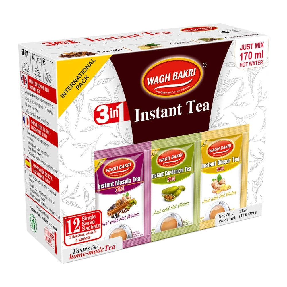 WAGH BAKRI INSTANT TEA 3 IN 1 PREMIX, MASALA, CARDAMOM & GINGER