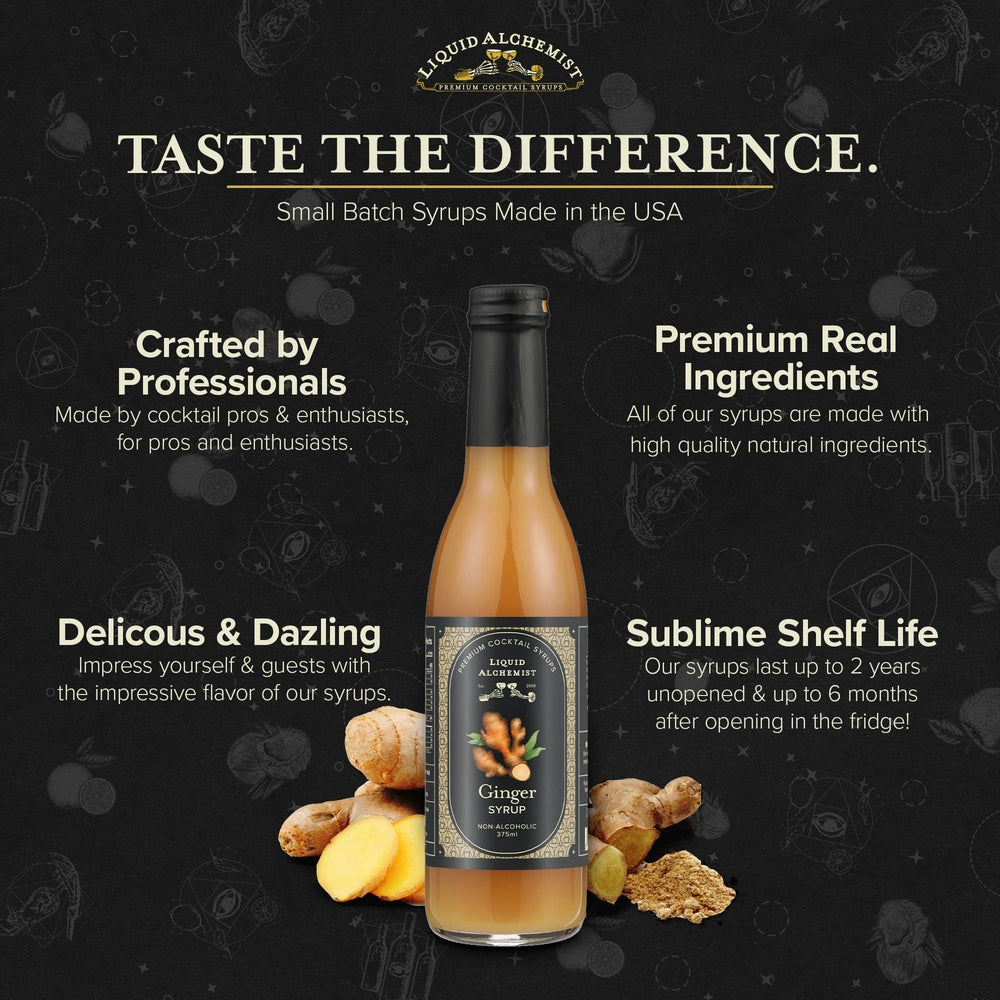Liquid Alchemist Syrups - Ginger Syrup for Cocktails, Moscow Mules & Drinks - 375ml