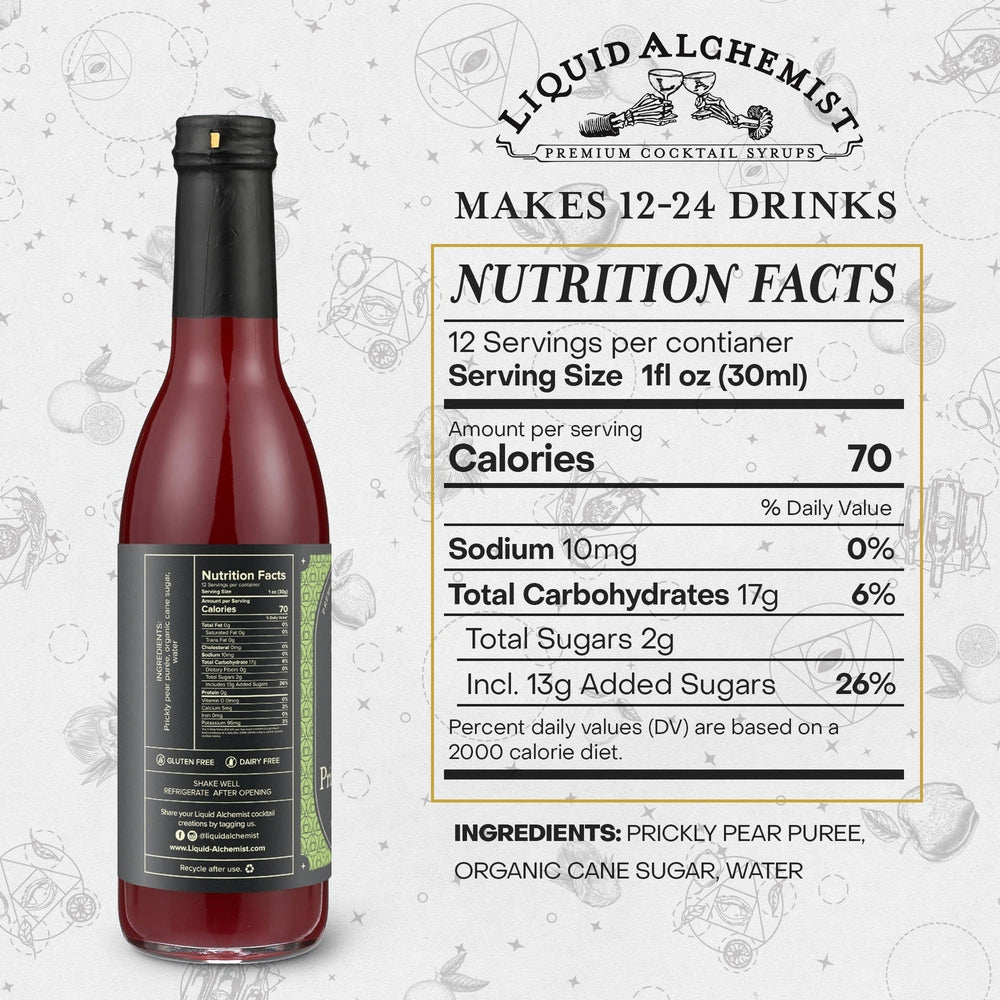 Liquid Alchemist Syrups - Prickly Pear Syrup for Margaritas, Cocktails & Drinks - 375ml