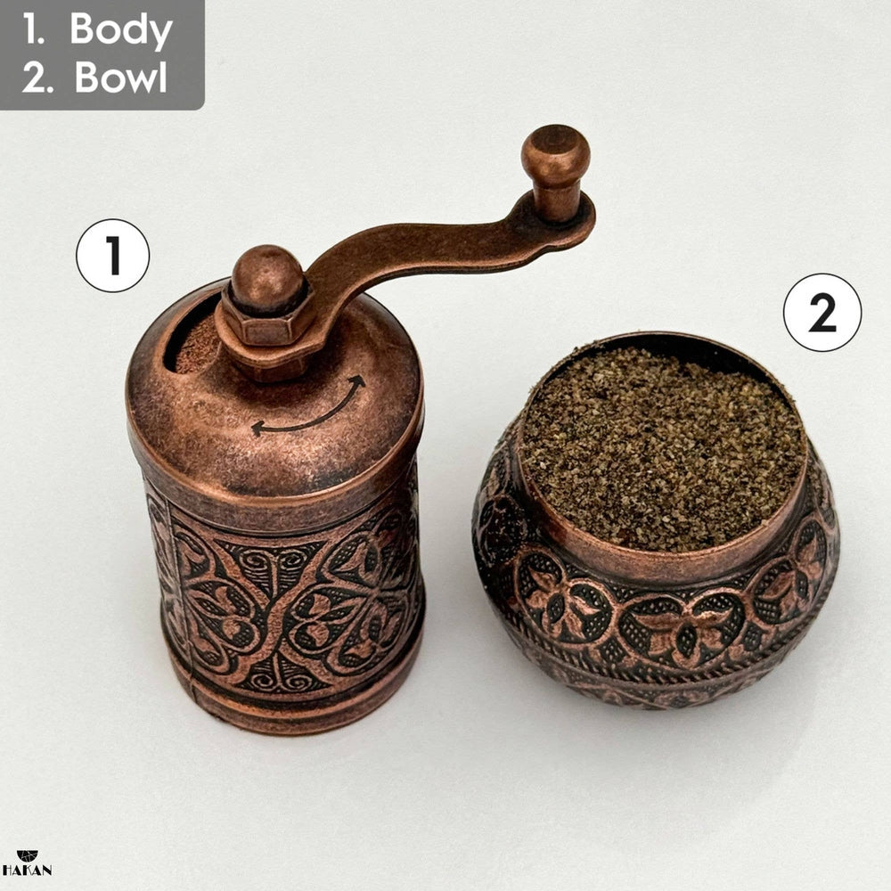 Hakan - Copper Black Pepper Grinder, Refillable Spice Mill, 4.3 in - Copper