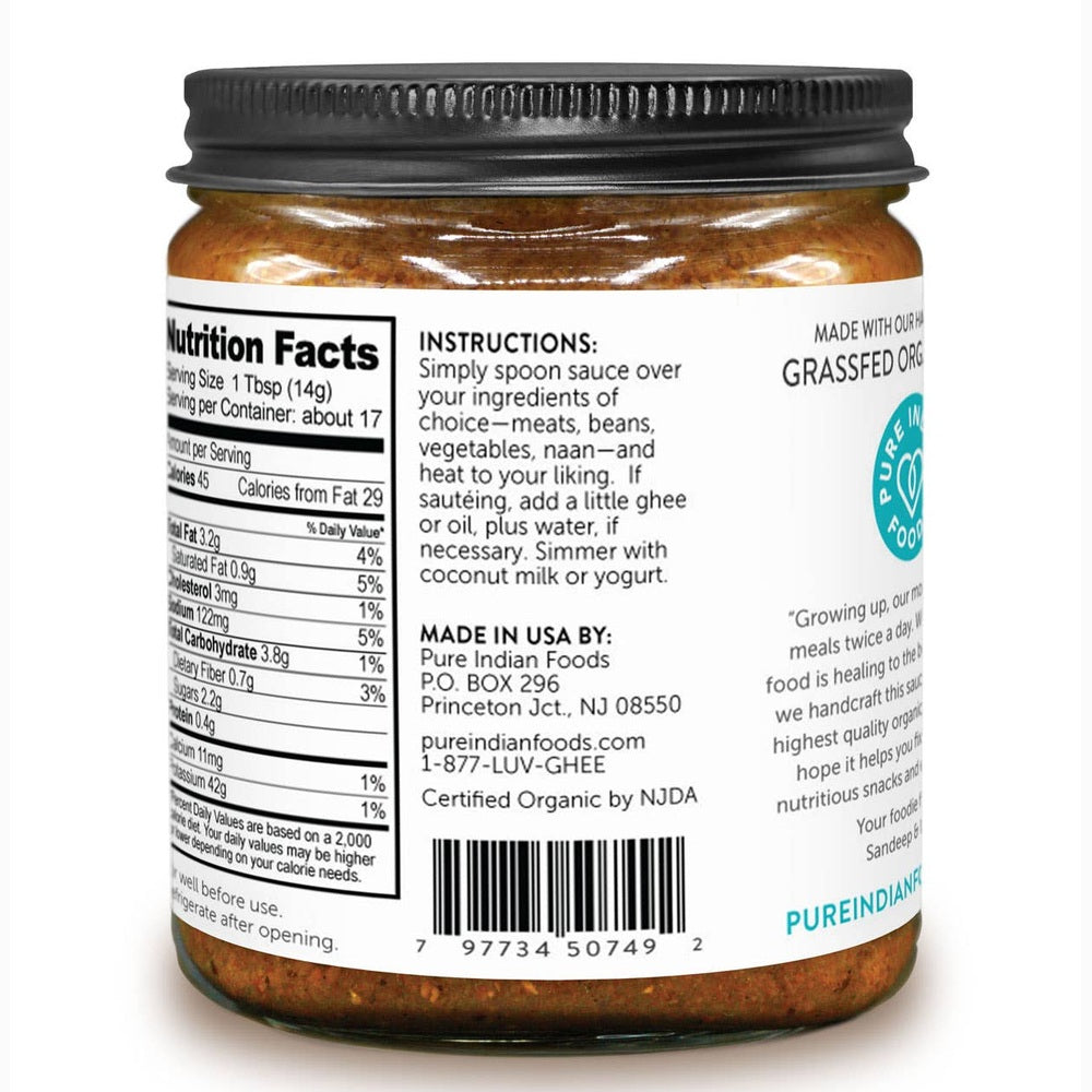 Pure Indian Foods - Madras Curry Simmer Sauce, Organic
