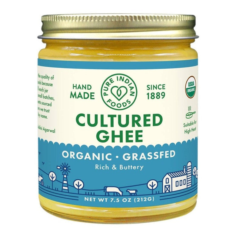 Pure Indian Foods - Cultured Ghee, Grassfed and Certified Organic - 7.5 oz