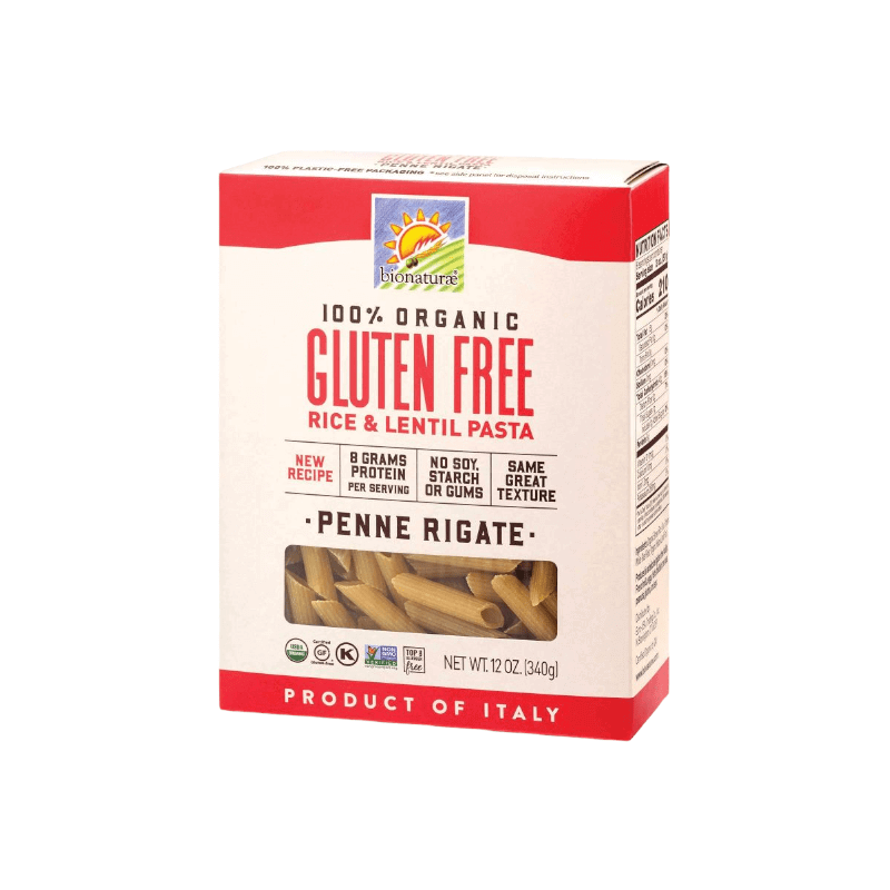 Bionaturae 100% Organic Gluten Free Rice & Lentil Pasta Penne Rigate