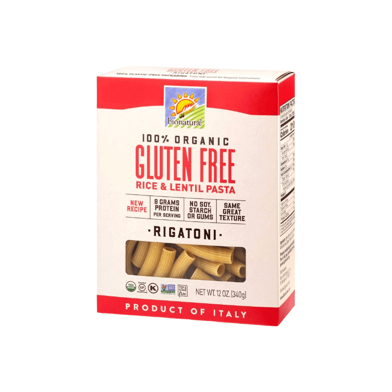 Bionaturae 100% Organic Gluten Free Rice & Lentil Pasta Rigatoni 12 oz