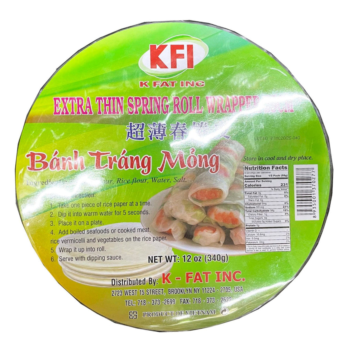 KFI Extra Thin Spring Roll Wrapper (Round Type)