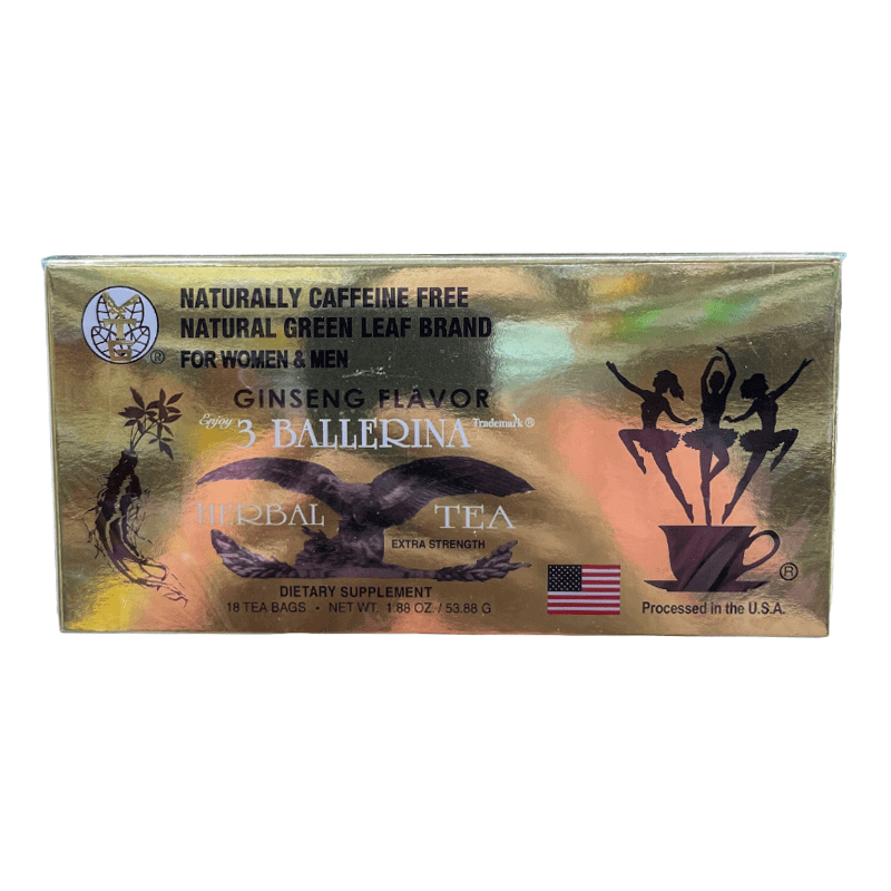 Natural Green Leaf Brand 3 Ballerina Herbal Tea Regular Strength Ginseng Flavor