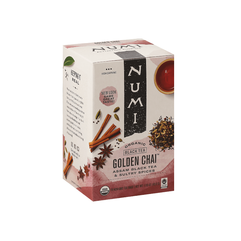 Numi Organic Black Tea Golden Chai 18 Tea Bags