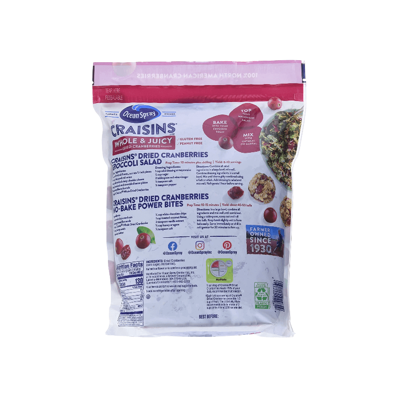Ocean Spray Craisins Whole & Juicy Dried Cranberries