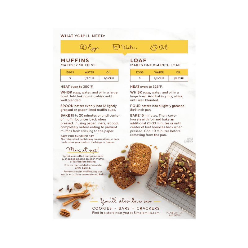 Simple Mills Almond Flour Baking Mix Pumpkin Muffin & Bread