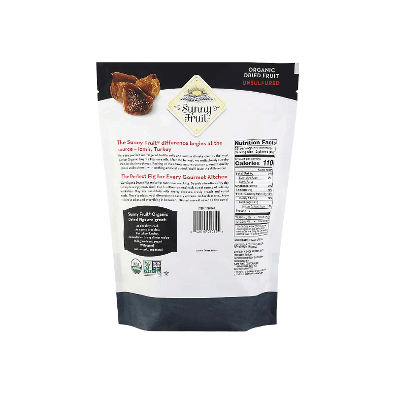 Sunny Fruit Organic Sun-Dried Figs Dried Smyrna Figs