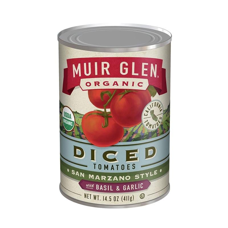 Muir Glen Organic Diced Tomatoes with Basil & Garlic - hot sauce market & more