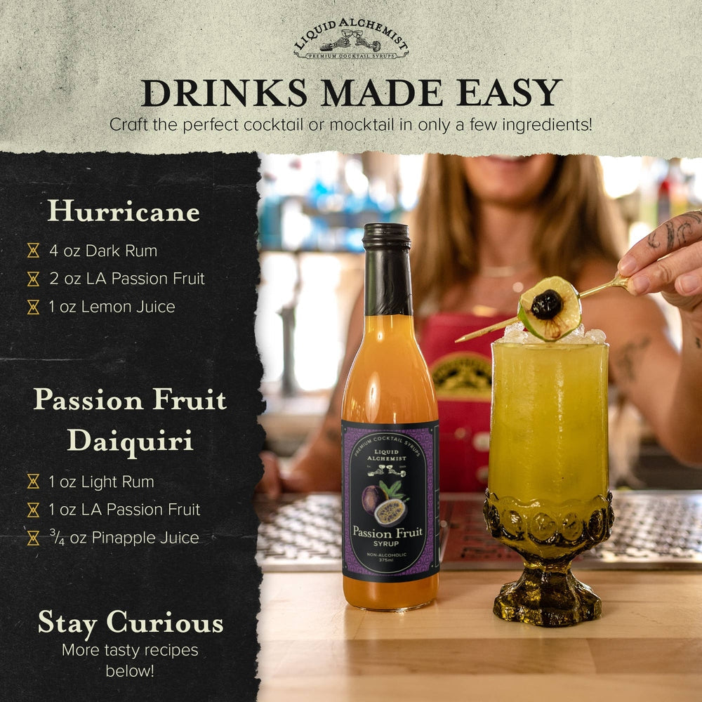 Liquid Alchemist Syrups - Passion Fruit Syrup for Cocktails, Drinks & Mixers - 375ml