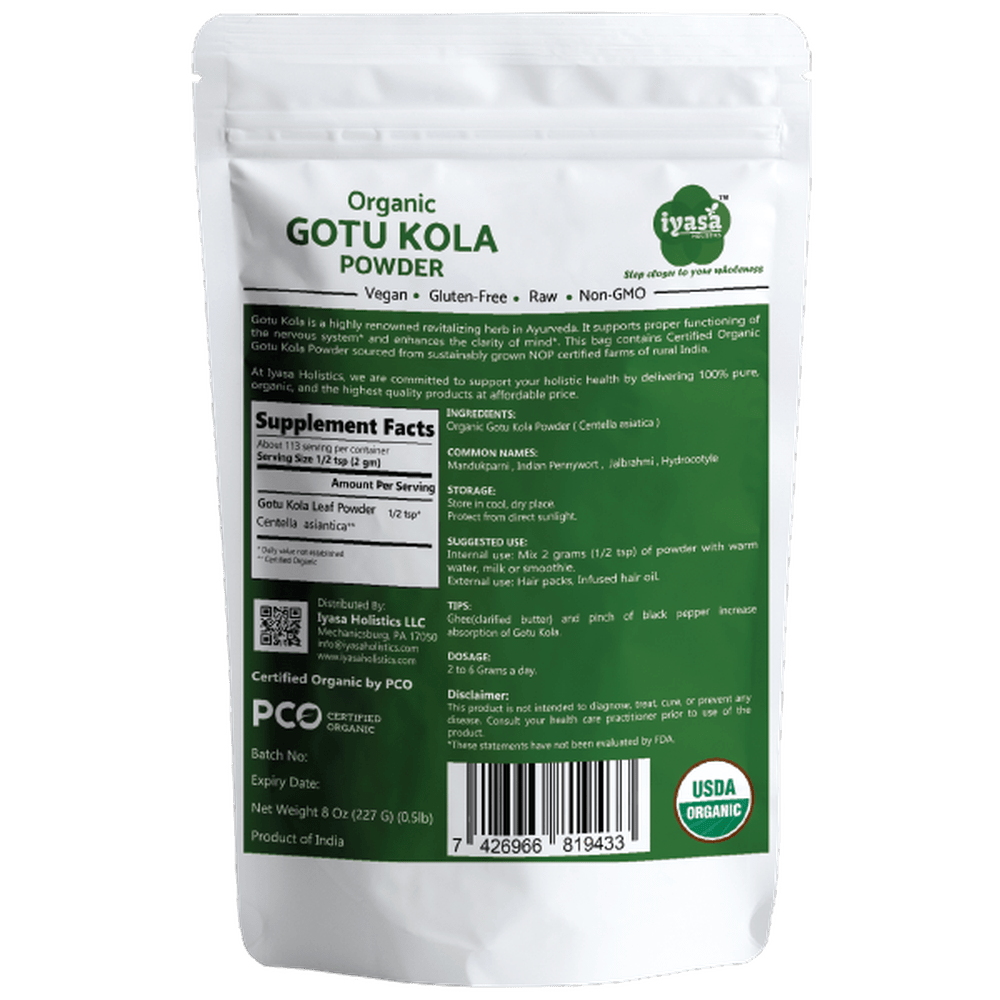 Iyasa Holistics - Organic Gotu Kola Powder - 8 oz