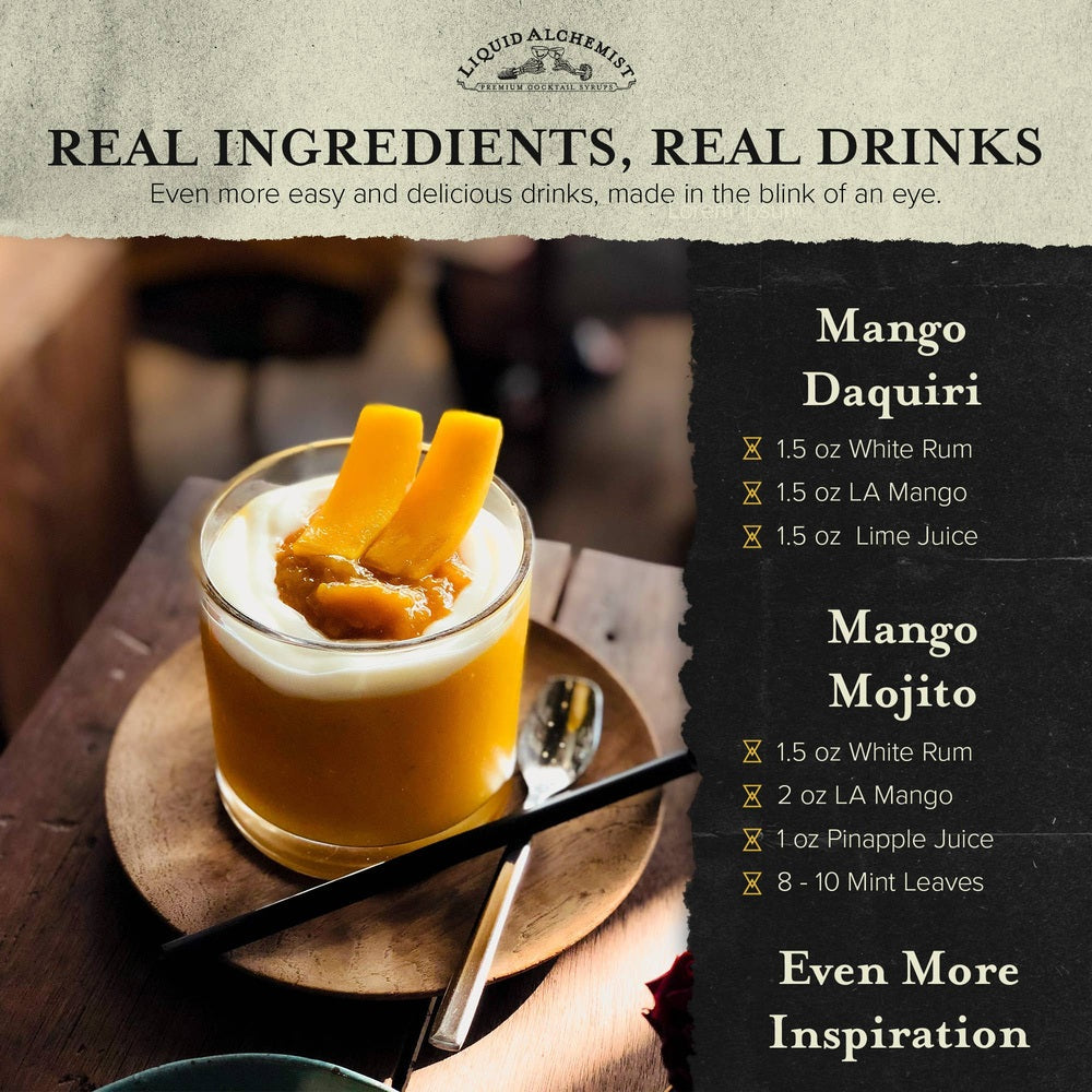 Liquid Alchemist Syrups - Mango Syrup for Margaritas, Cocktails & Drinks - 375 ML