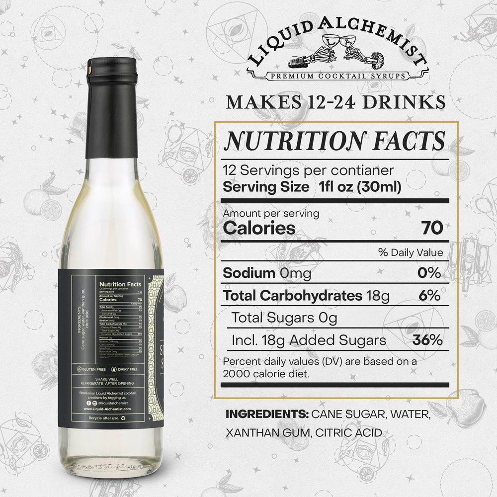 Liquid Alchemist Syrups - Simple Syrup for Cocktails, Coffee & Drinks - 375ml