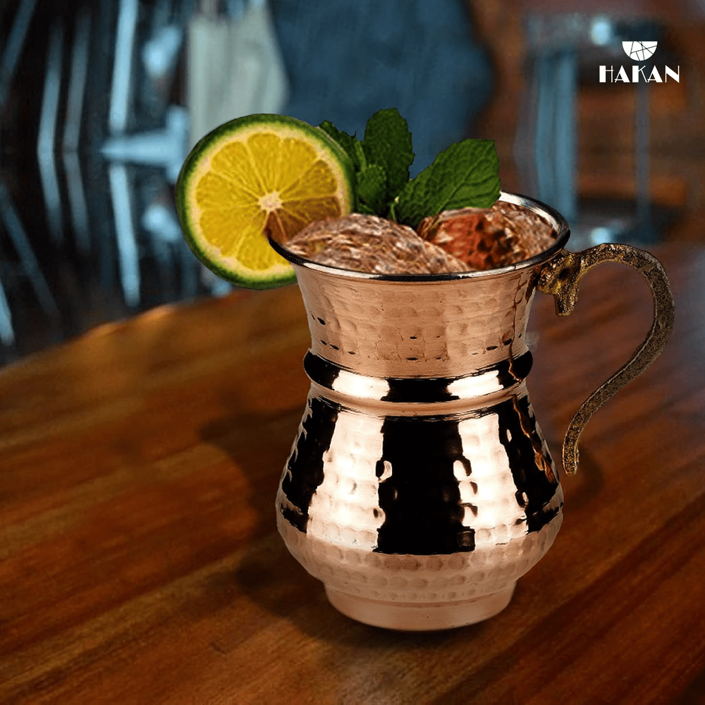 Hakan - Handmade Hammered Copper Ayran Mug, 1 piece, 8.4 oz
