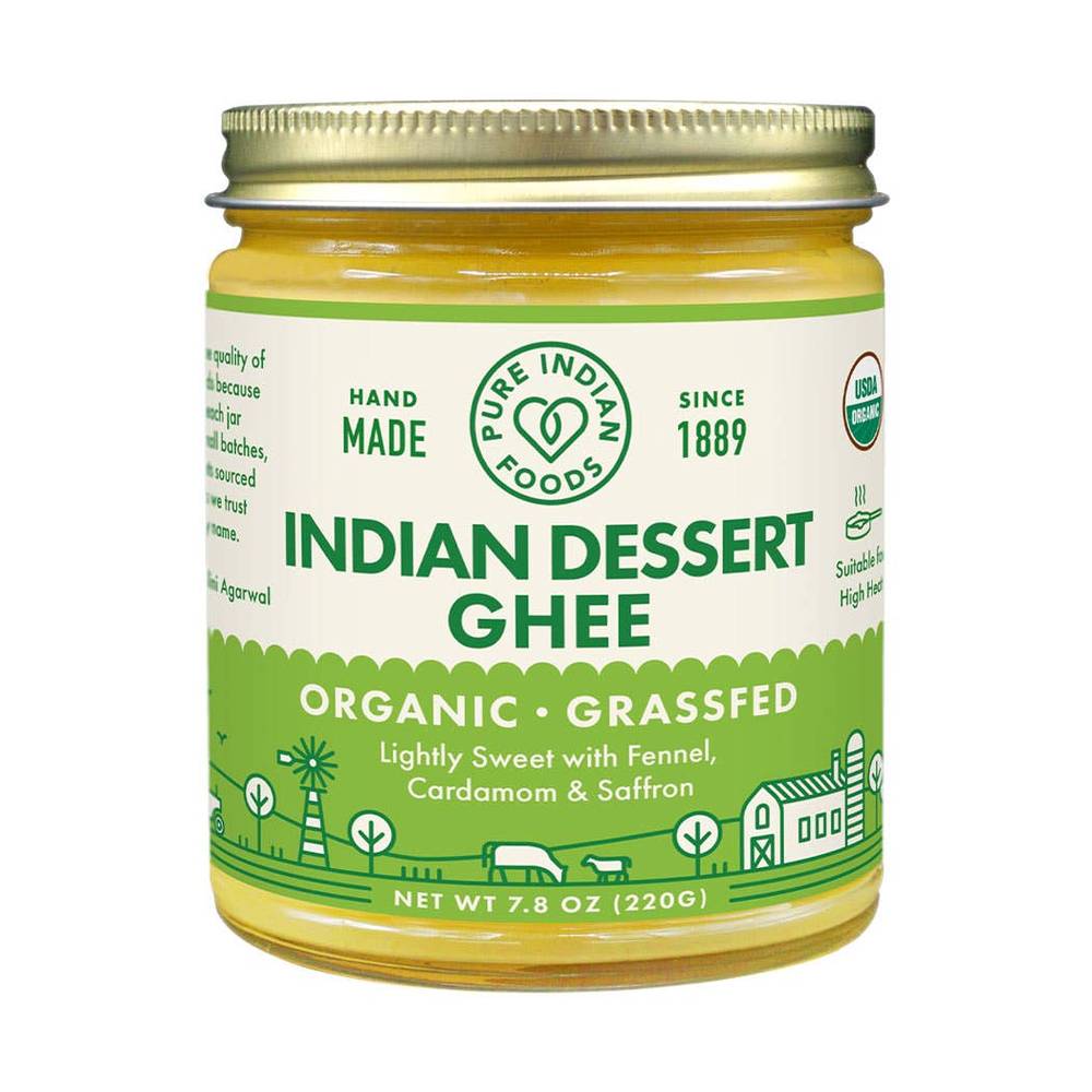 Pure Indian Foods - Indian Dessert Ghee, Grassfed and Certified Organic 7.8oz