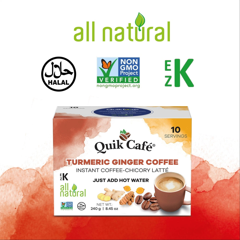 Quik Tea - Quik Café Tumeric Ginger Coffee Latte - 10 Count