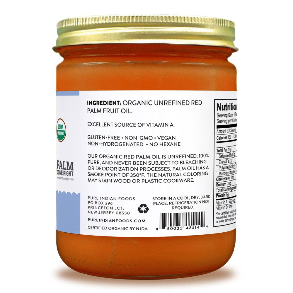 Pure Indian Foods - Red Palm Oil, Certified Organic - 12.6 oz