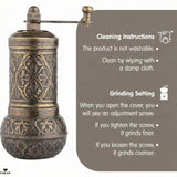Hakan - Copper Black Pepper Grinder, Refillable Spice Mill, 4.3 in - Antique Gold