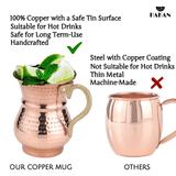 Hakan - Handmade Hammered Copper Ayran Mug, 1 piece, 8.4 oz